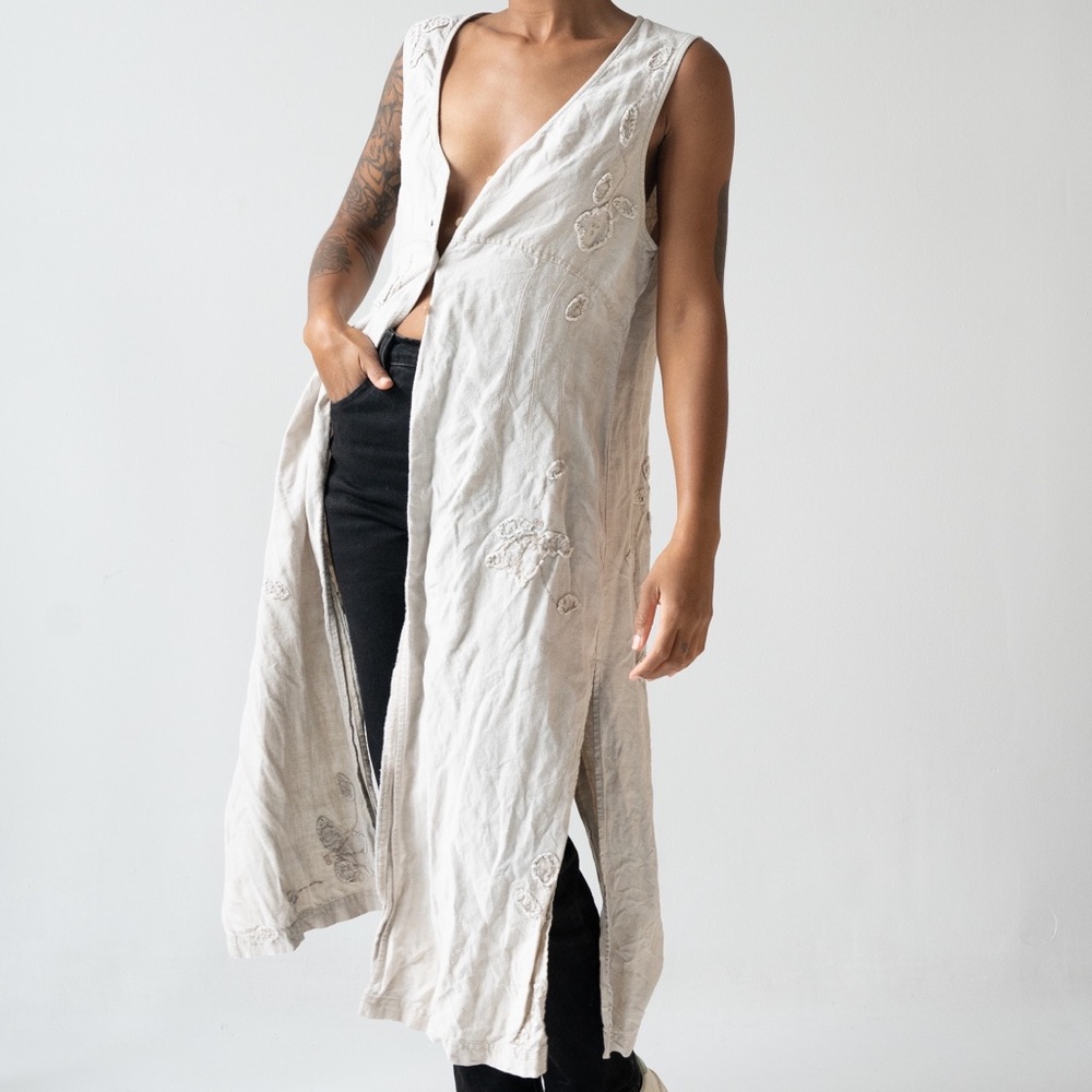 SOLD 100% linen ankle length blouse